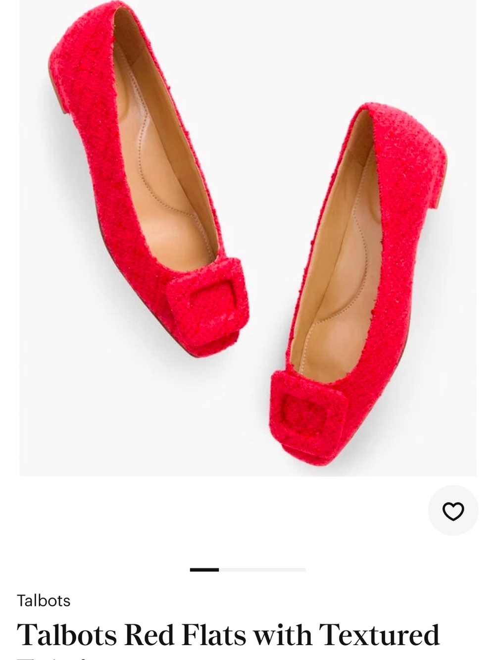 Talbots Bright Red Textured Square-Toe Flats with Buckle